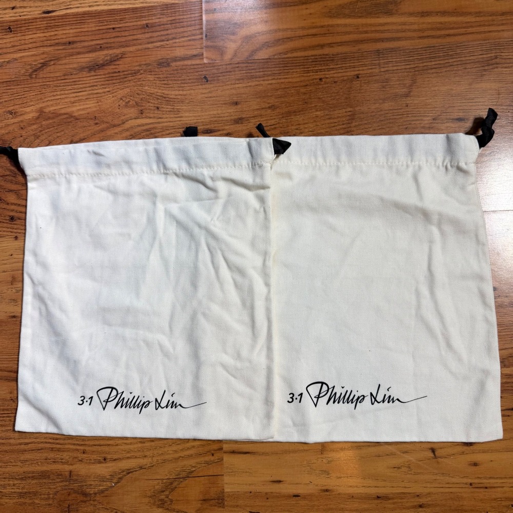 Set of 2 3.1 Phillip Lim Cream Cotton Canvas Drawstring Handbag Dust Bags 12x13